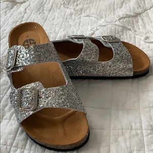 Sliver glitter sandals